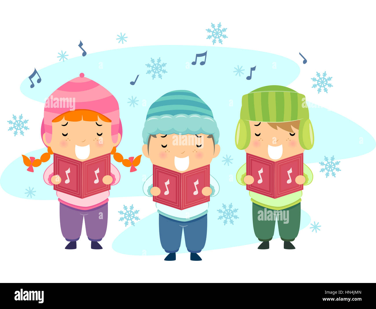 Stickman Illustration mit Kinder singen Weihnachtslieder Stockfoto