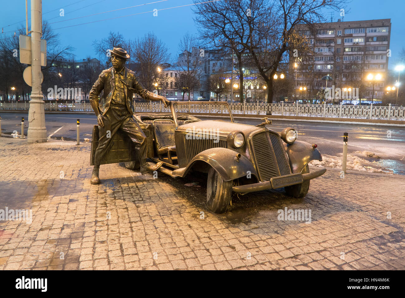 Moskau-11. November 2016: Denkmal für Juri Nikulin Tsvetnoy Blvd Stockfoto