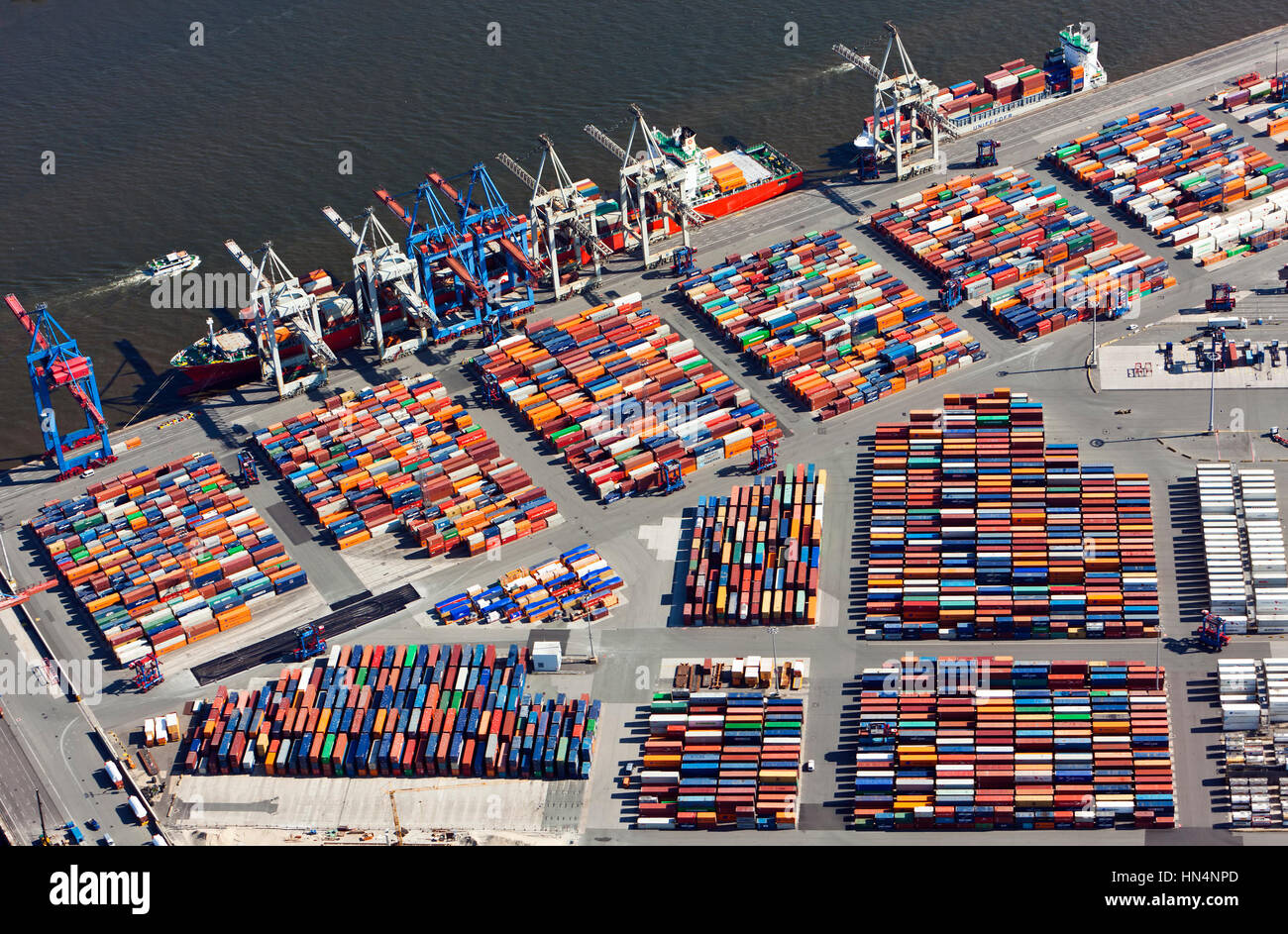 Hamburg, Deutschland - 6. August 2014: Luftaufnahme des Burchardkai, größten Containerterminals im Hamburger Hafen von HHLA betrieben Stockfoto