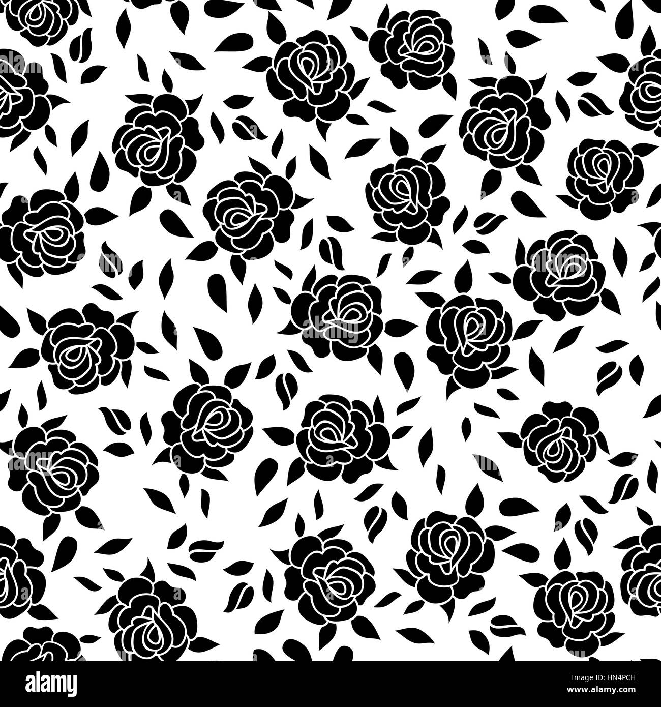 Florales Muster Blume rose Zierpflanzen Hintergrund Textur mit Summer Flower Bouquet entfalten. schwarze und weiße Blumen Fliesen- wallpaper Stock Vektor