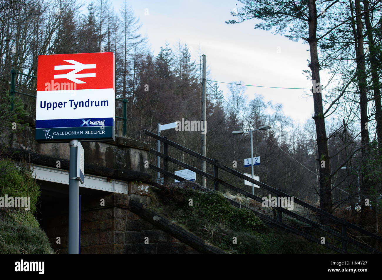 Oberen Tyndrum Bahnhof, schottische Highllands, Großbritannien. Stockfoto