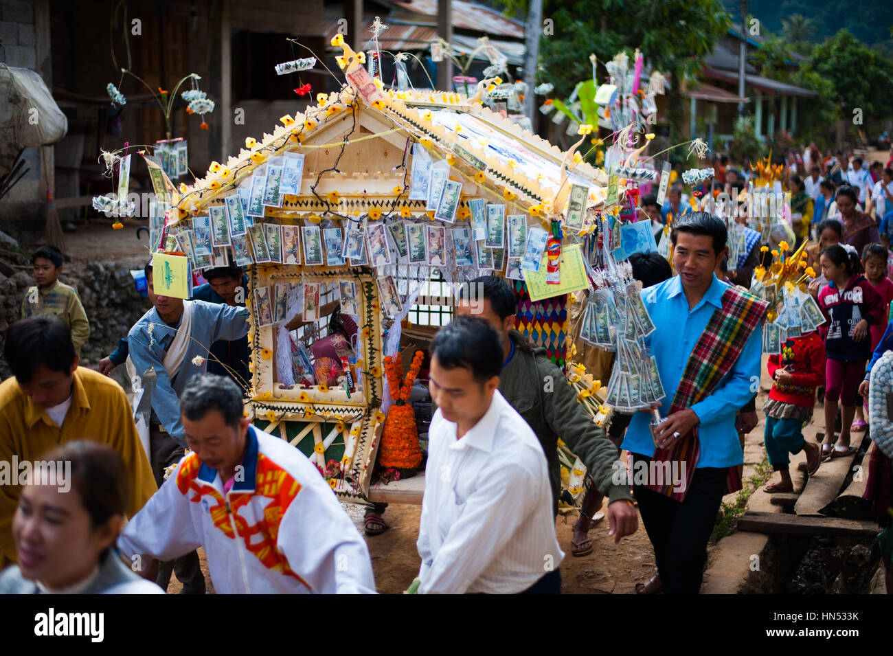 Hochzeit in Muang Ngoy, Laos Stockfoto