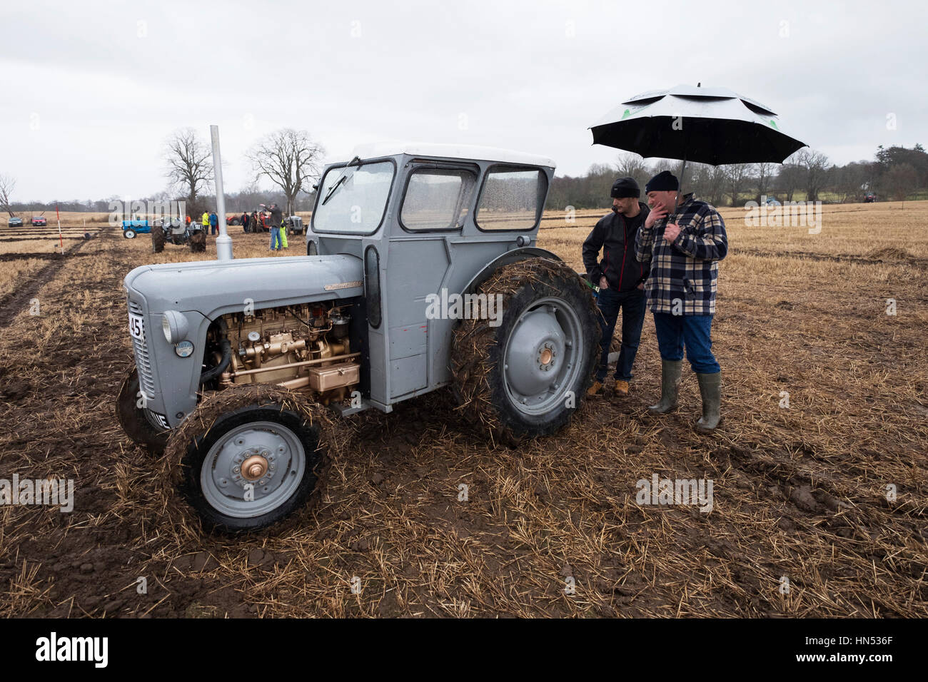 4.2.2017. 24. jährliche Pflügen Match von der Black Isle Landwirte Gesellschaft geführt. Highfield, Muir Ord. schottischen Highlands. Stockfoto