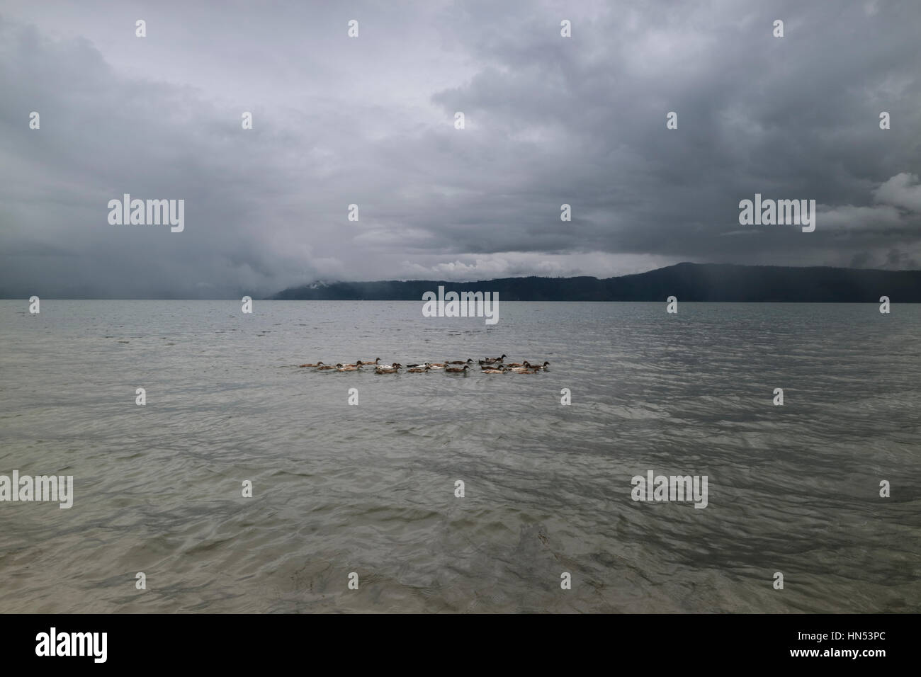 Pantai Batu Simanindo Hoda im Bereich Toba-See, Nord-Sumatra, Indonesien. Die Einzigartigkeit der Toba-See hat Bebarapa weißen Sandstränden rund um Stockfoto