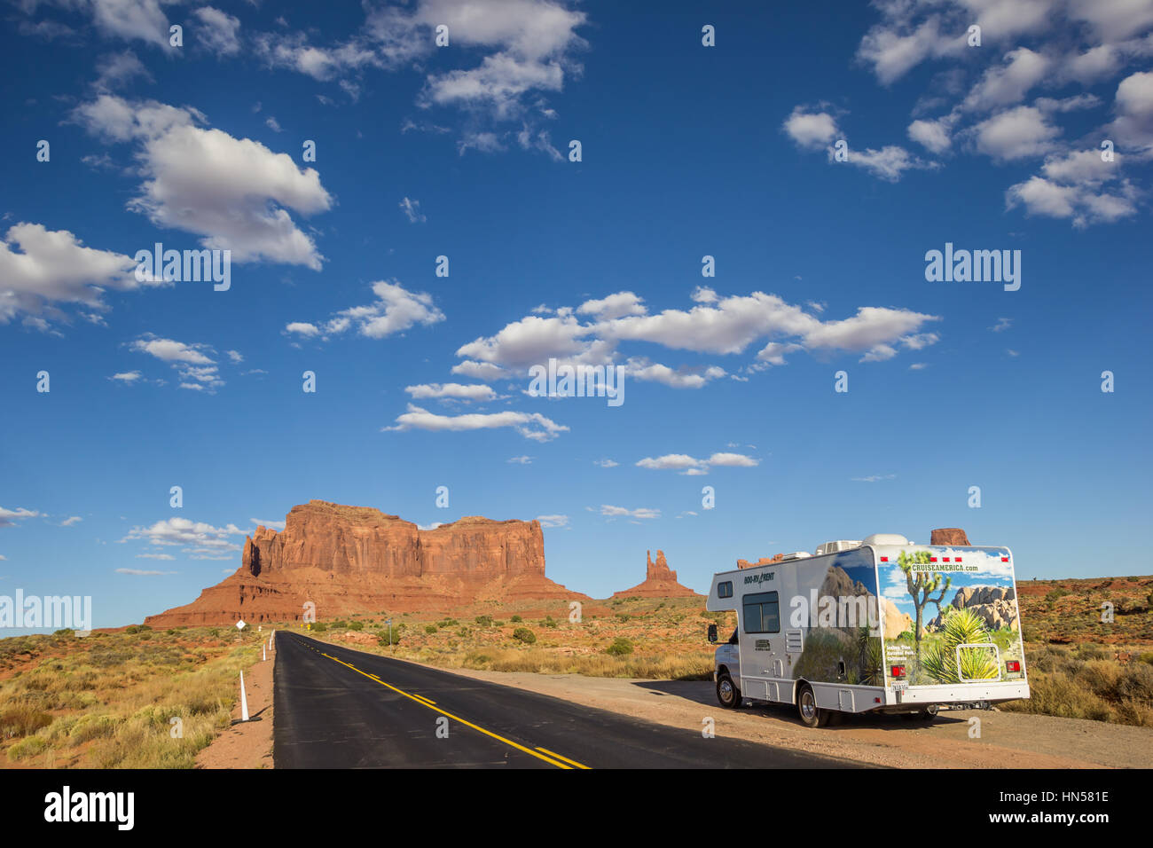 RV im Monument Valley, Vereinigte Staaten von Amerika Stockfoto