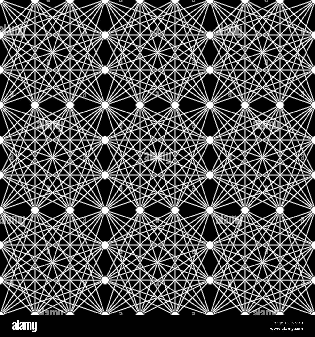 Komplizierte wiederholendes quadratische Matrix-Muster Neon Linien auf schwarzem Hintergrund - nahtlose bearbeitbaren wiederholenden Vektor-Hintergrundbild Stock Vektor
