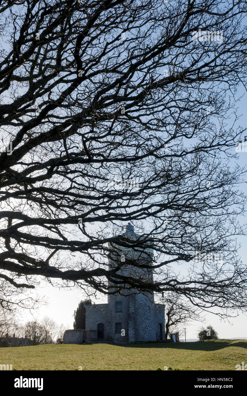 Das Observatorium auf Clifton Downs in Bristol, im winter Stockfoto