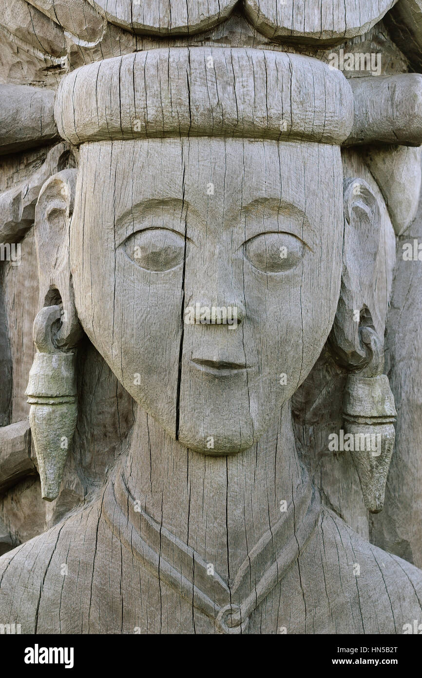 Traditionellen Dayak Stammeskultur. Detail-Dayak-Haus - Langhaus in langen Hubung Dorf. Ost-Kalimantan, Indonesien, Borneo. Stockfoto