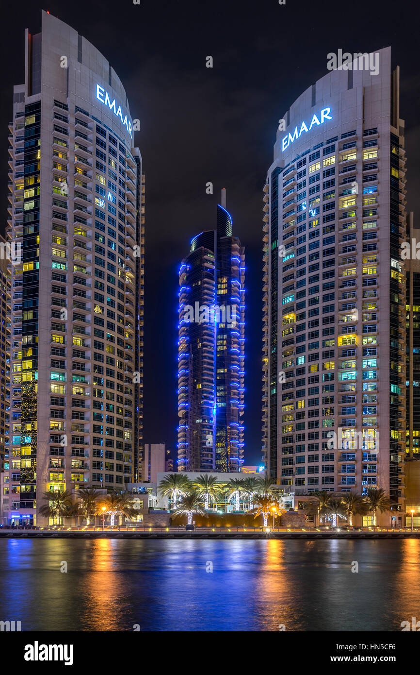 Dubai Marina in den VEREINIGTEN ARABISCHEN EMIRATEN Stockfoto