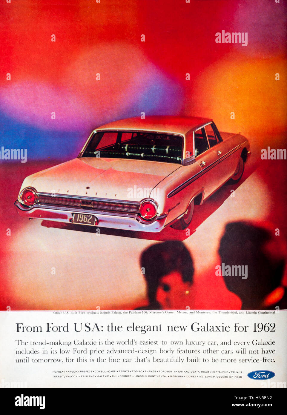 1960er Jahre Magazin Werbung für Ford-Fahrzeuge. Stockfoto