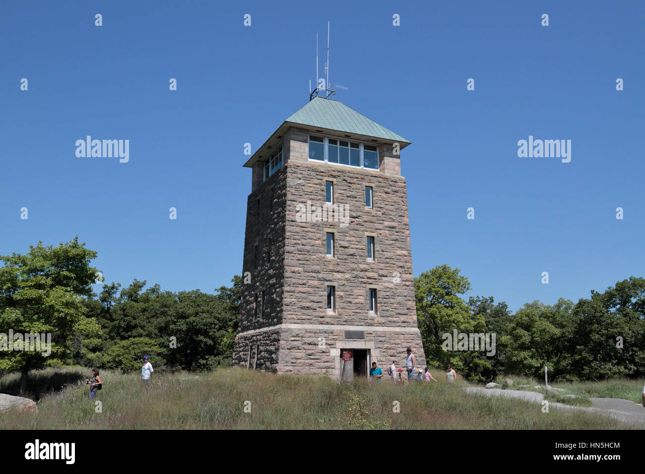 Die Perkins Memorial Tower, Bear Mountain State Park, Rockland County, New York, Vereinigte Staaten. Stockfoto