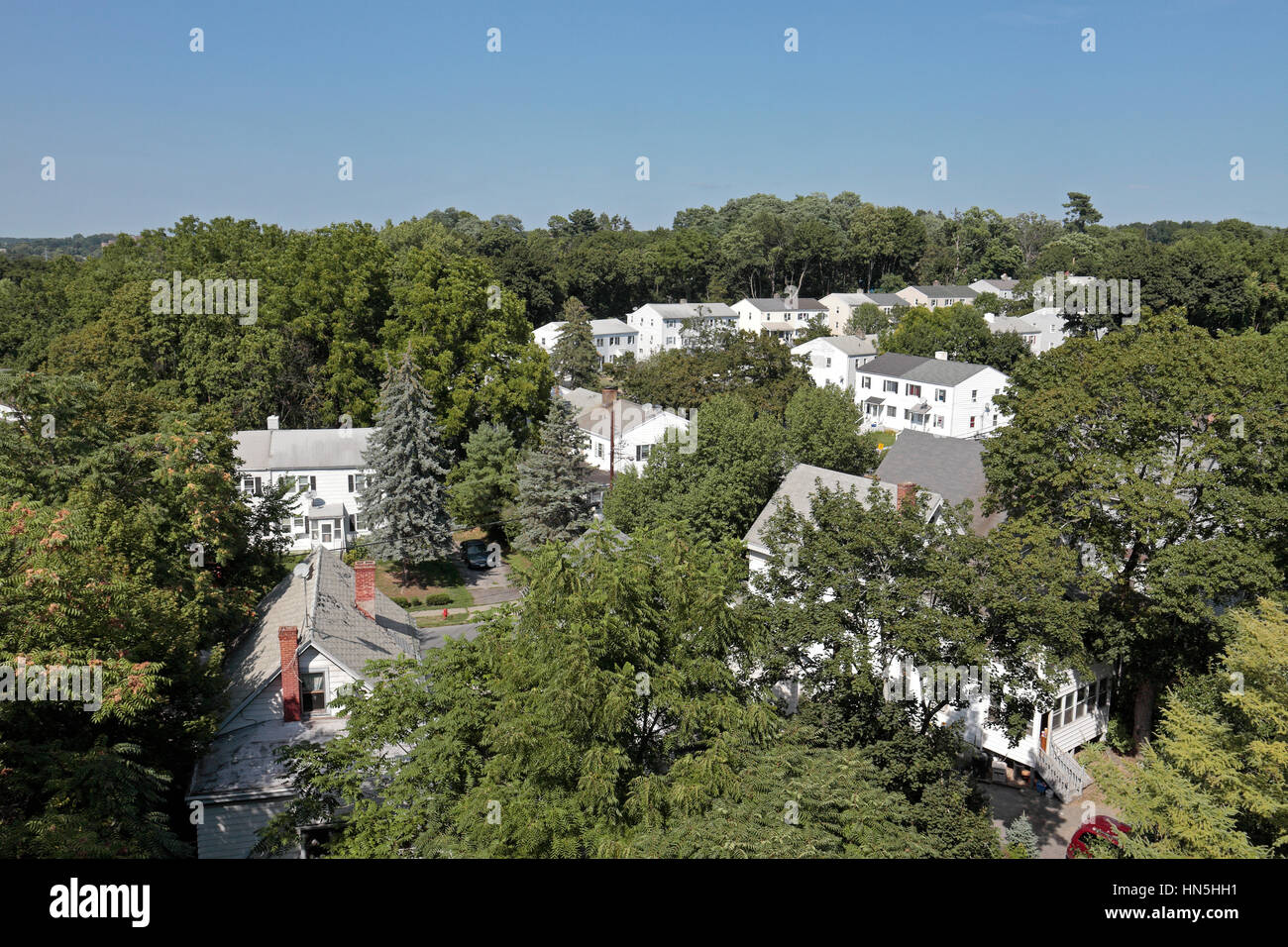 Ansicht des Gehäuses in Poughkeepsie vom Gehweg über den Hudson, Poughkeepsie, New York, Vereinigte Staaten von Amerika. Stockfoto