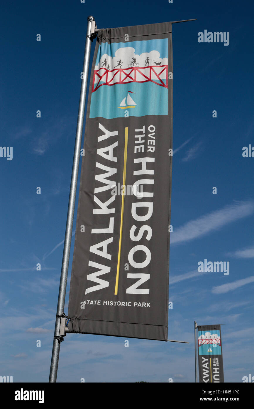 Blick entlang der Gang über den Hudson in Poughkeepsie, New York, Vereinigte Staaten von Amerika. Stockfoto