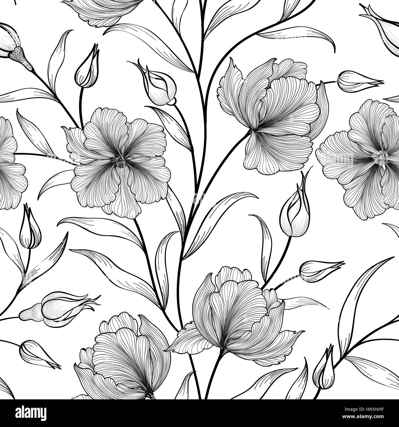 Florale nahtlose Muster. Blume Hintergrund. geblümte Fliese ornamentale Textur mit Blumen Frühling Garten gedeihen. Stock Vektor