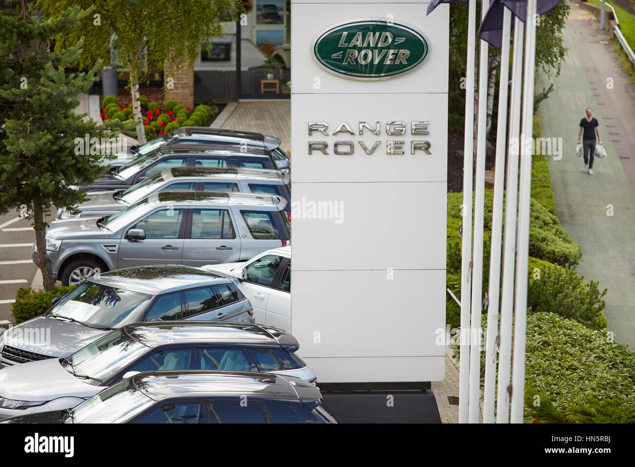 Luxus Suv Marke Hersteller Land Rover 4 Rad Antrieb Autohaus für Williams in Manchester, England, Vereinigtes Königreich. Stockfoto