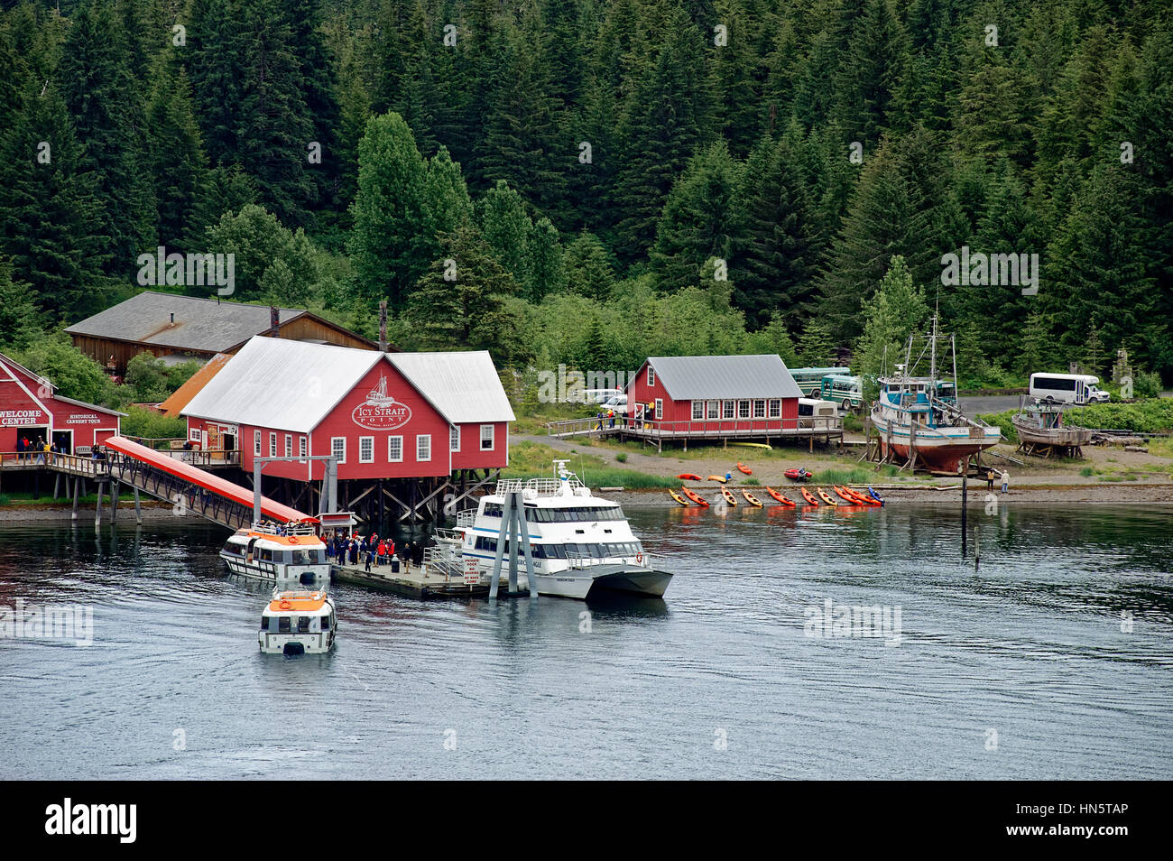 Eisig Straight Point historischen Konservenfabrik Hoonah, Alaska, USA Stockfoto