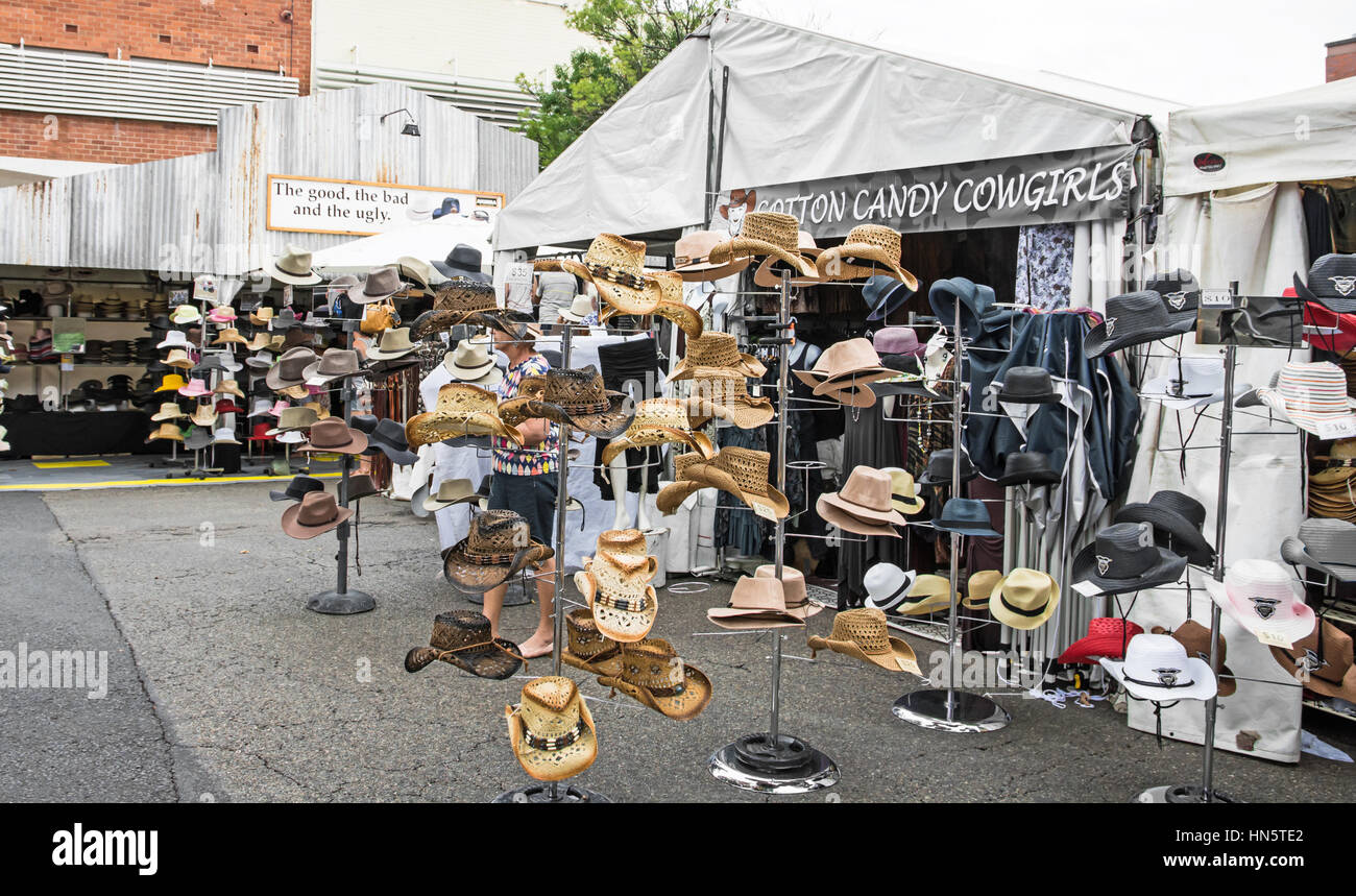 Hüte-Stall in Tamworth Country Music Festival 2017 Stockfoto