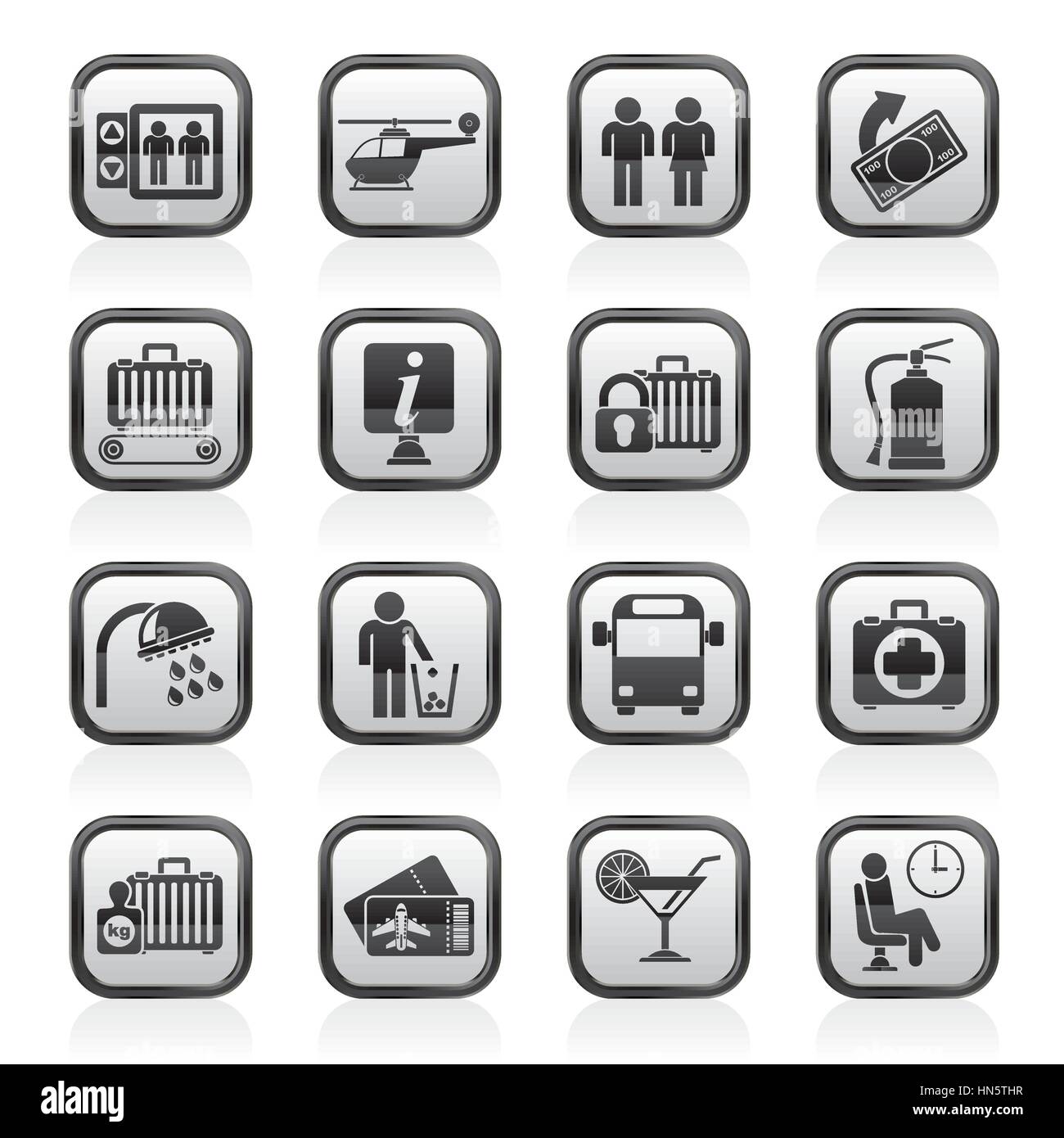 Flughafen, Reise und Transport-Ikonen Stock Vektor Flughafen, Reise und Transport-Ikonen Stock Vektor