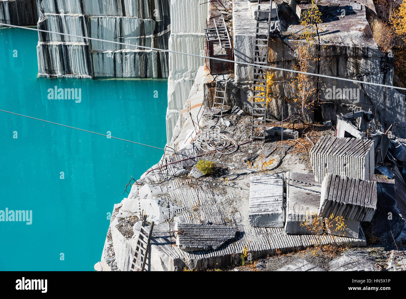 Felsen von alter Granitsteinbruch, Barre, Vermont, USA. Stockfoto