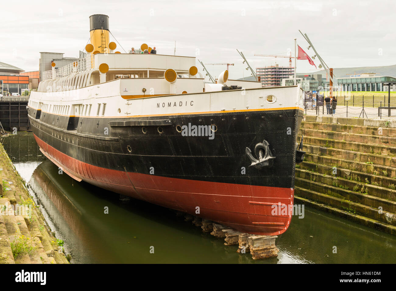 SS Nomadic wurde in Belfast im Jahr 1911 erbaut und war ein White Star Lines Ausschreibung für RMS Titanic und RMS Olympic.  Jetzt auf dem Display in Belfast Titanic quarter Stockfoto
