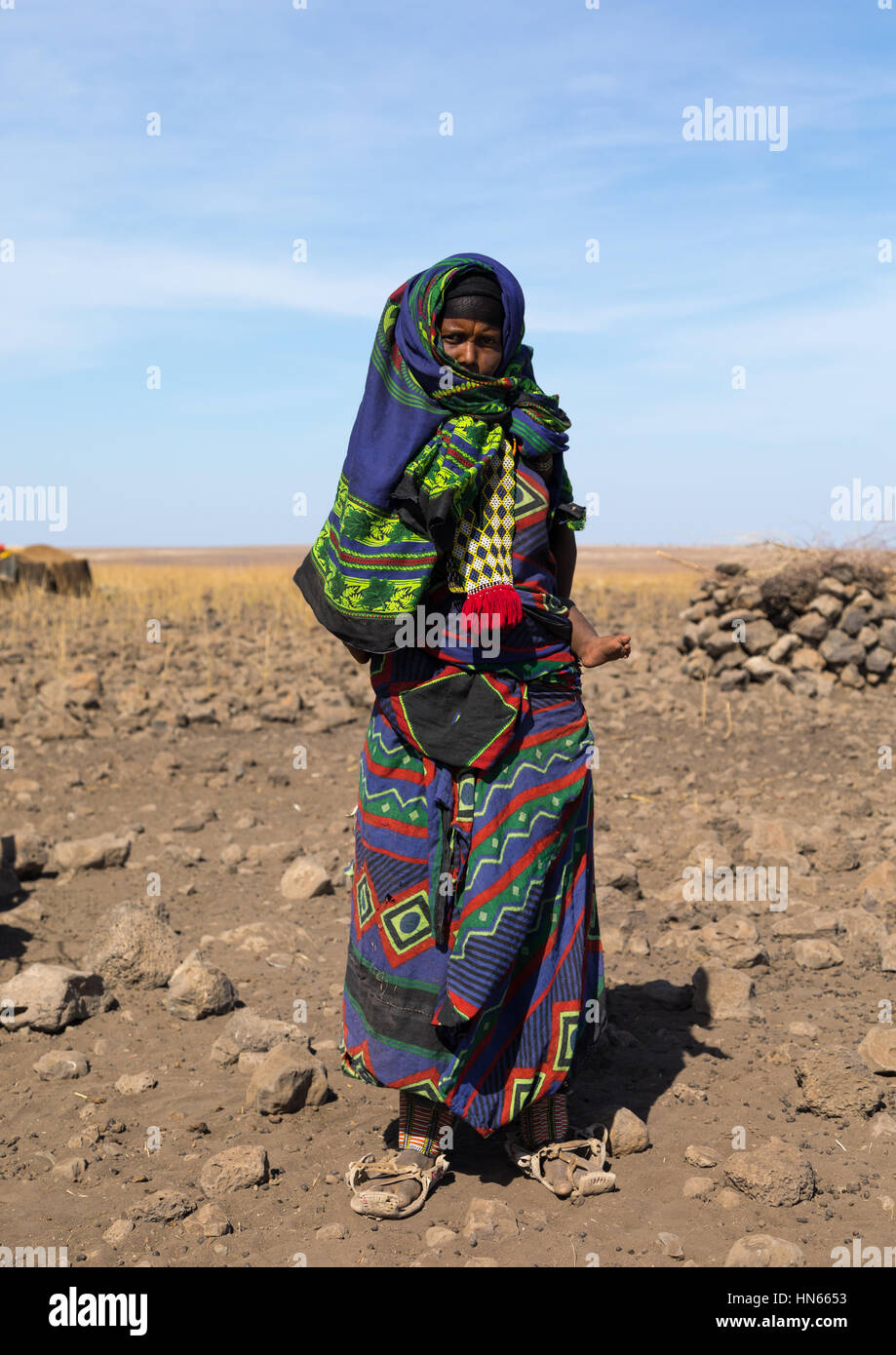 Porträt einer Issa Stamm Frau, Afar-Region, Yangudi Rassa Nationalpark, Äthiopien Stockfoto