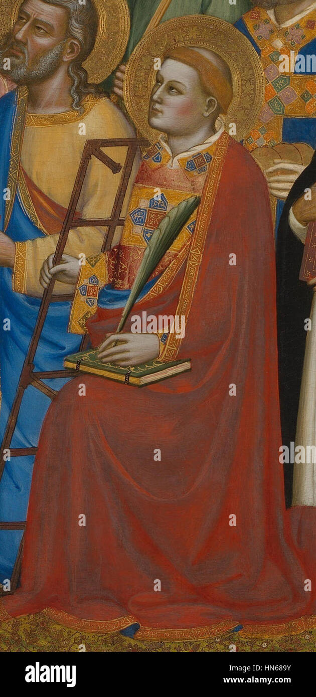 1370 / 71 London NG - копия, Detail, st. Lawrence, 43 Jacopo di Cione Polyptychon San Pier Maggiore Stockfoto