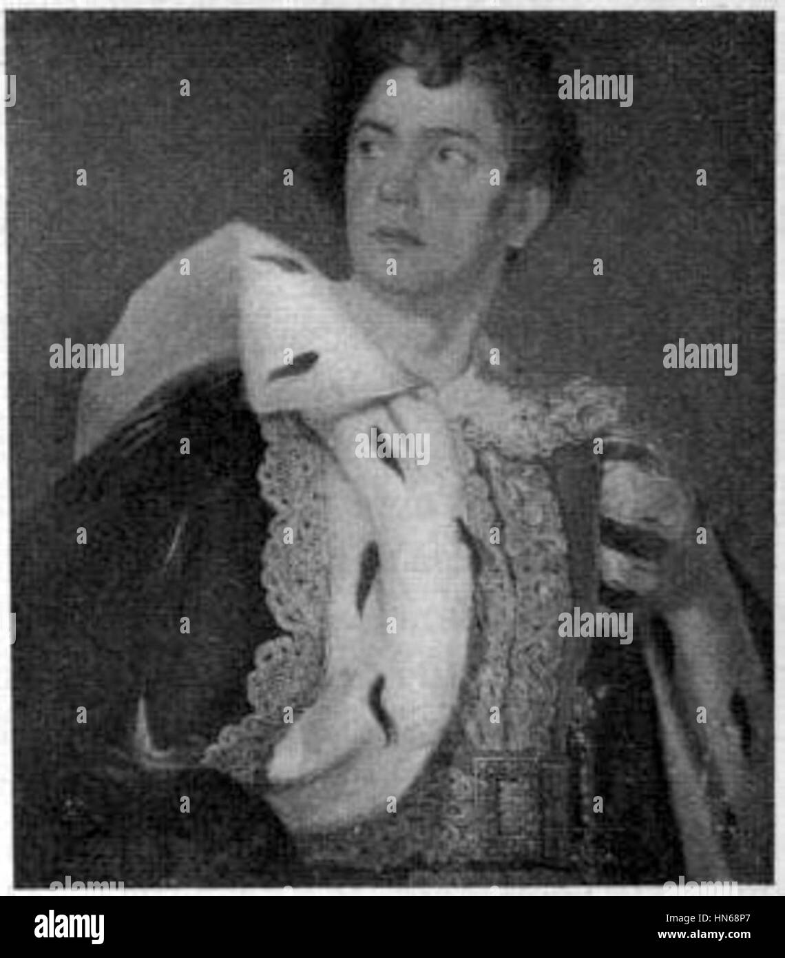 066-Gustaf Lindman Som Rudolf ist ein Porträt eines Mannes namens Rudolf, gemalt von Gustaf Lindman. Das Gemälde zeigt Lindmans Stil, der sich durch klare Linien und akribische Aufmerksamkeit für die Merkmale des Motivs auszeichnet. Stockfoto