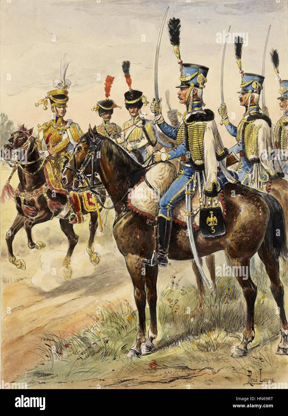 Colonel-Général des Hussards (51), 1808 - Revue du 5e Hussards Par Junot Duc d'Abrantès Stockfoto