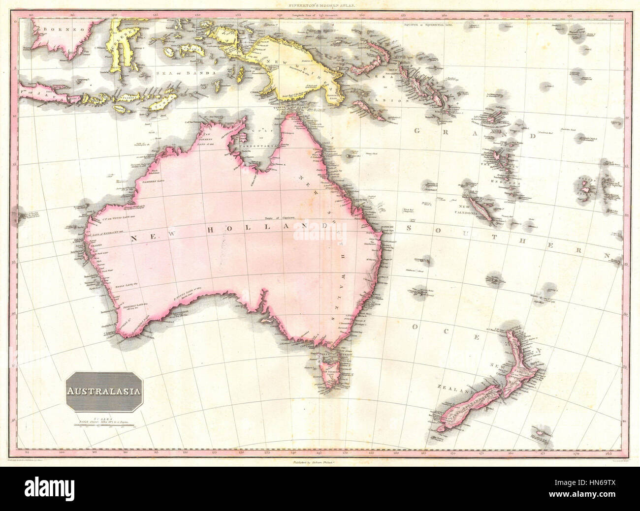 1818 Pinkerton-Karte von Australien: Neuseeland - Geographicus - Australien-Pinkerton-1818 Stockfoto