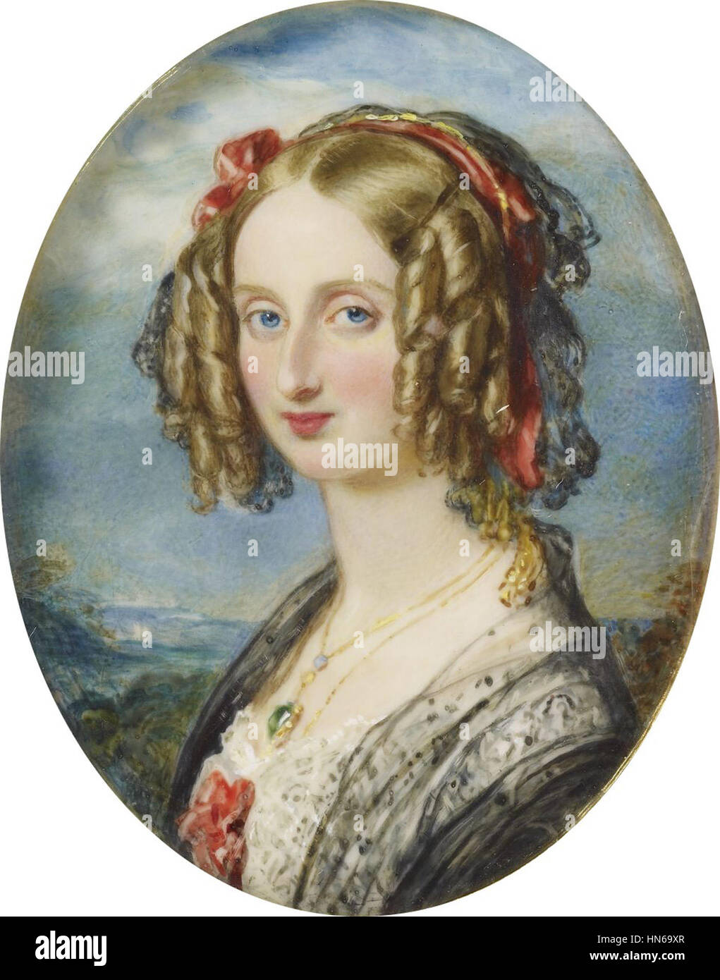 1840 Miniatur Louise von Orléans (1812 – 1850) von Magdalena Dalton Stockfoto