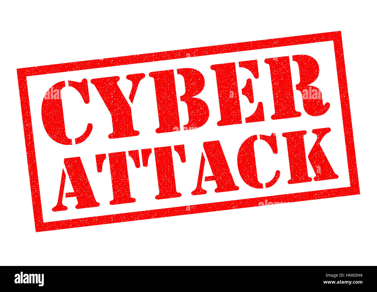Cyber-Angriff roten Stempel auf einem weißen Hintergrund. Stockfoto