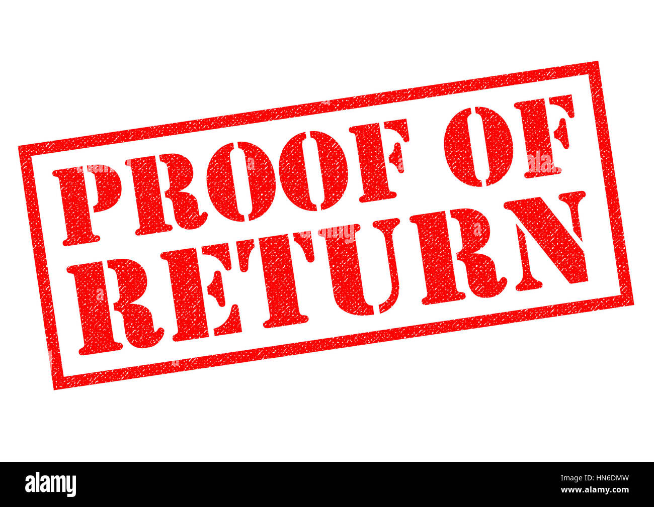 PROOF OF RETURN roten Stempel auf einem weißen Hintergrund. Stockfoto