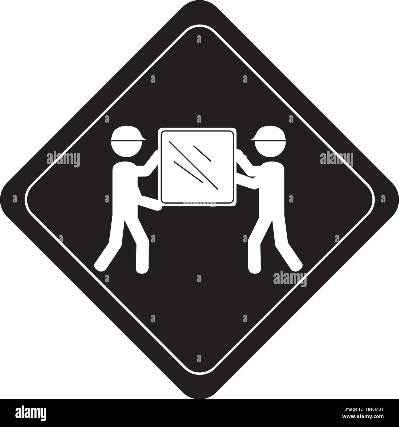 monochrome Straße Zeichen Piktogramm mit Männer tragen Paket Vektor-illustration Stock Vektor