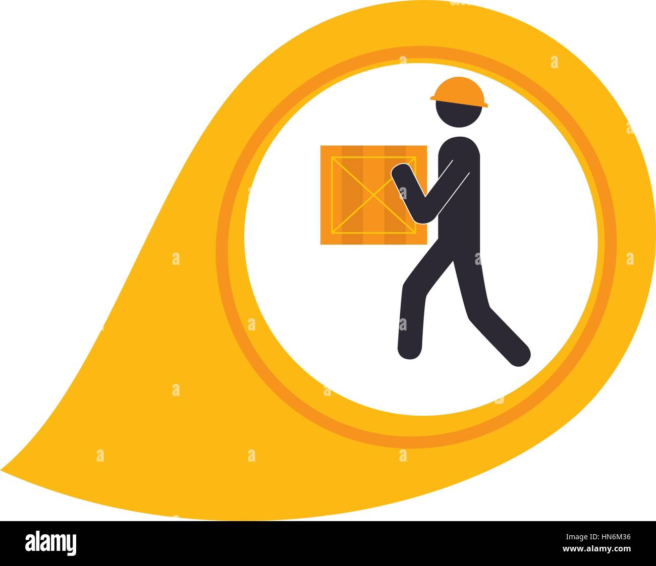 Farbe-Silhouette mit Kartenzeiger mit Mann und Paket-Vektor-illustration Stock Vektor