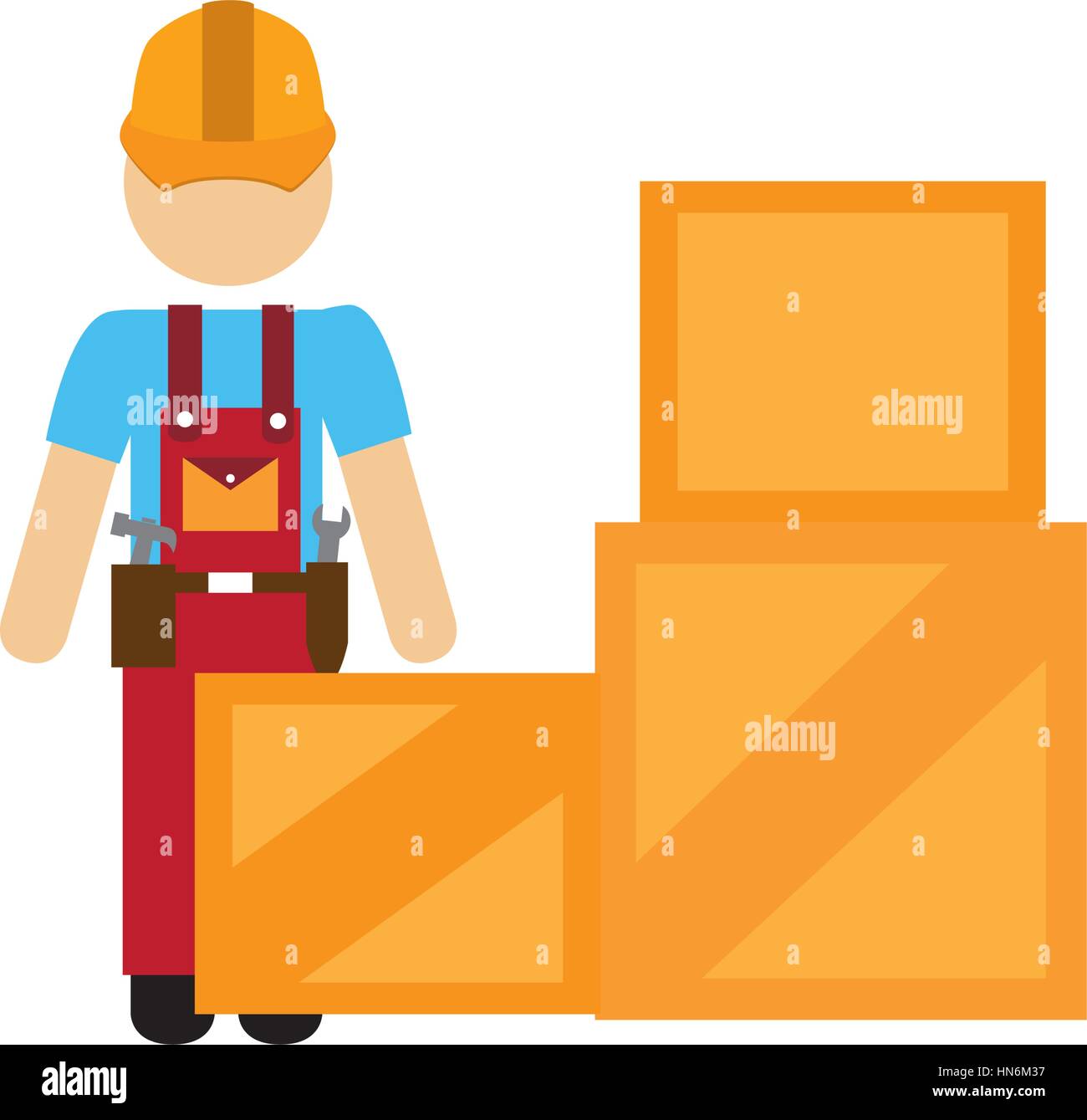 Farbe-Silhouette mit Paket und Person Dispatcher-Vektor-illustration Stock Vektor