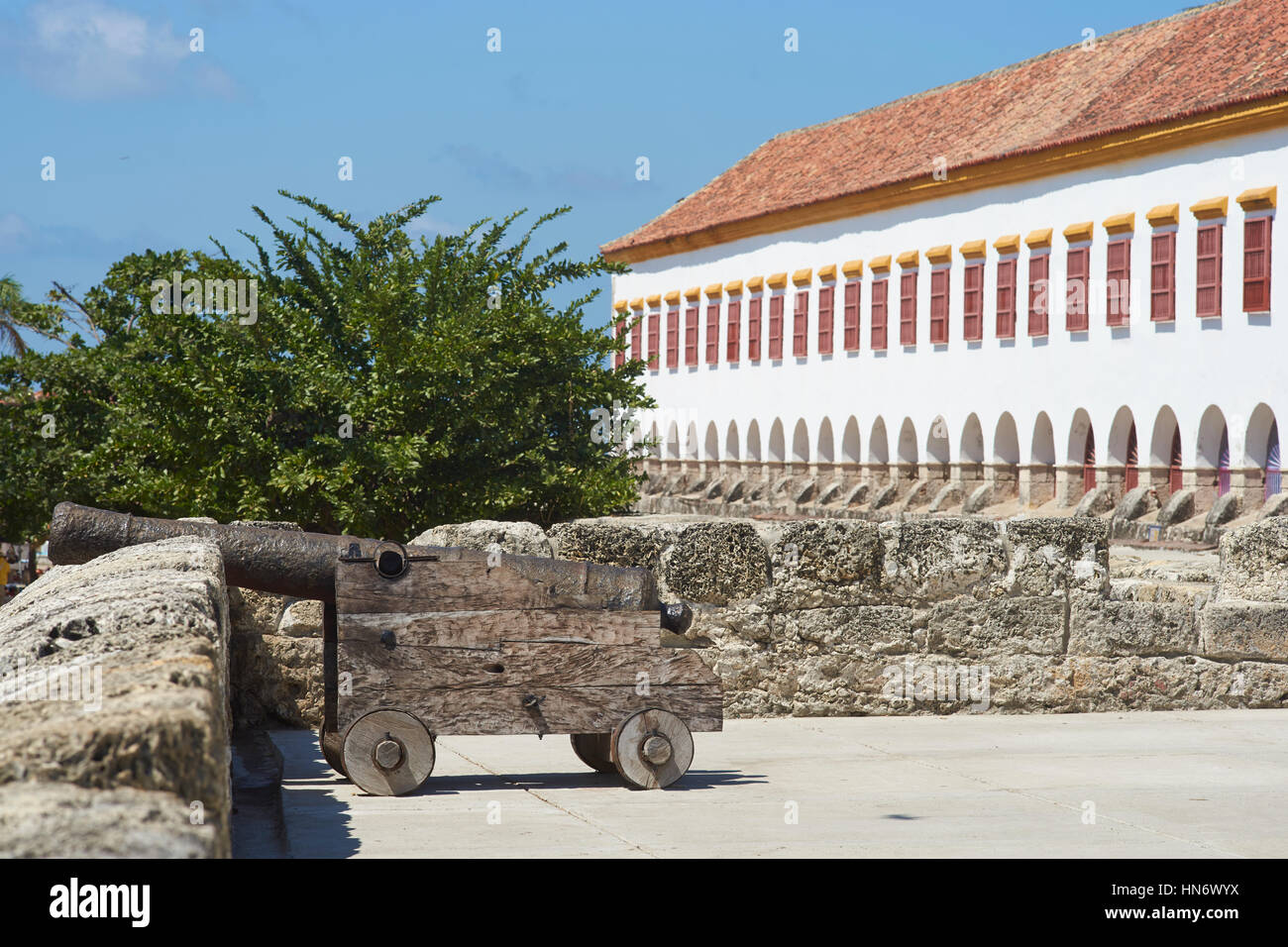 Historischen spanischen kolonialen Gebäude, das Marinemuseum in der alten Stadt von Cartagena de Indias in Kolumbien. Stockfoto