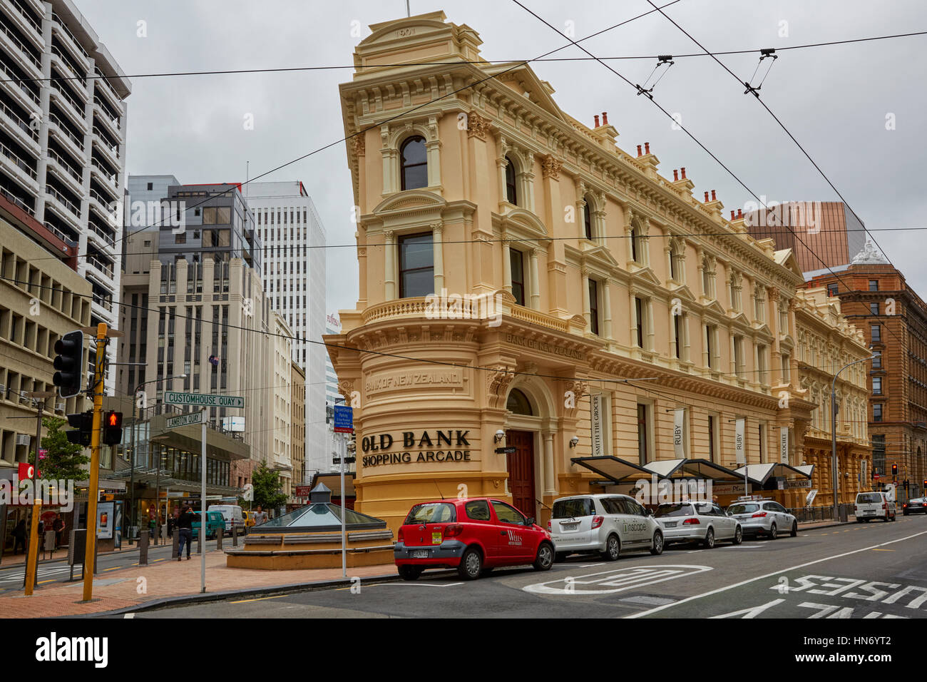 Alte Bank of New Zealand, Lambton Quay, Wellington, Neuseeland Stockfoto