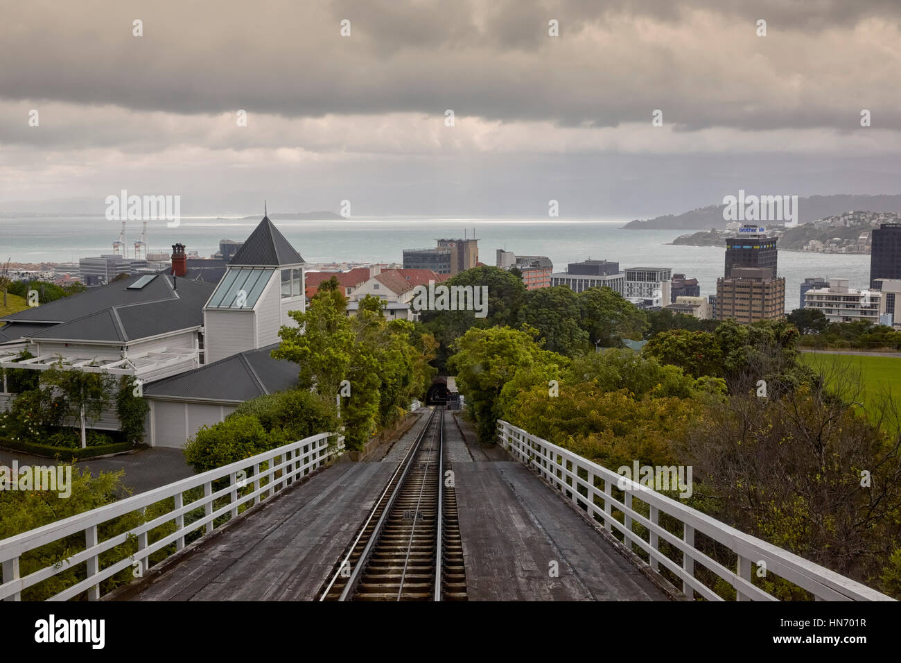 Wellington Cable Car Spuren, Wellington, Neuseeland Stockfoto