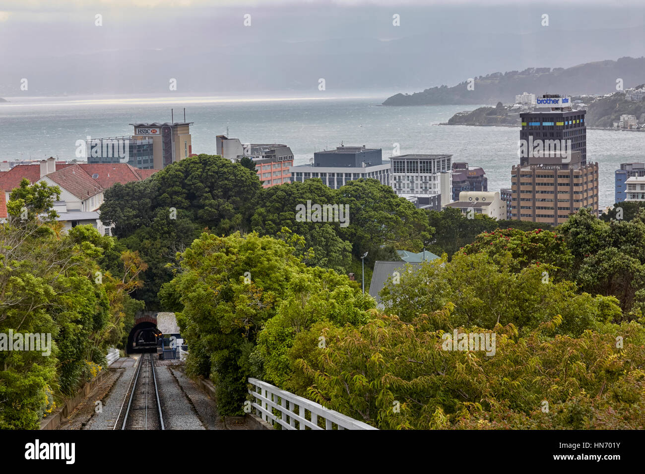 Wellington Cable Car Spuren, Wellington, Neuseeland Stockfoto