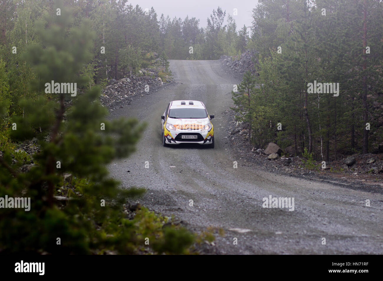 Asbest, Russland 31. Juli 2016 - Rallye "Ecover 2016" 4. Etappe der russischen Meisterschaft 2016 ab Nummer 11, Auto Ford Fiesta R2, R2-Rangliste Stockfoto