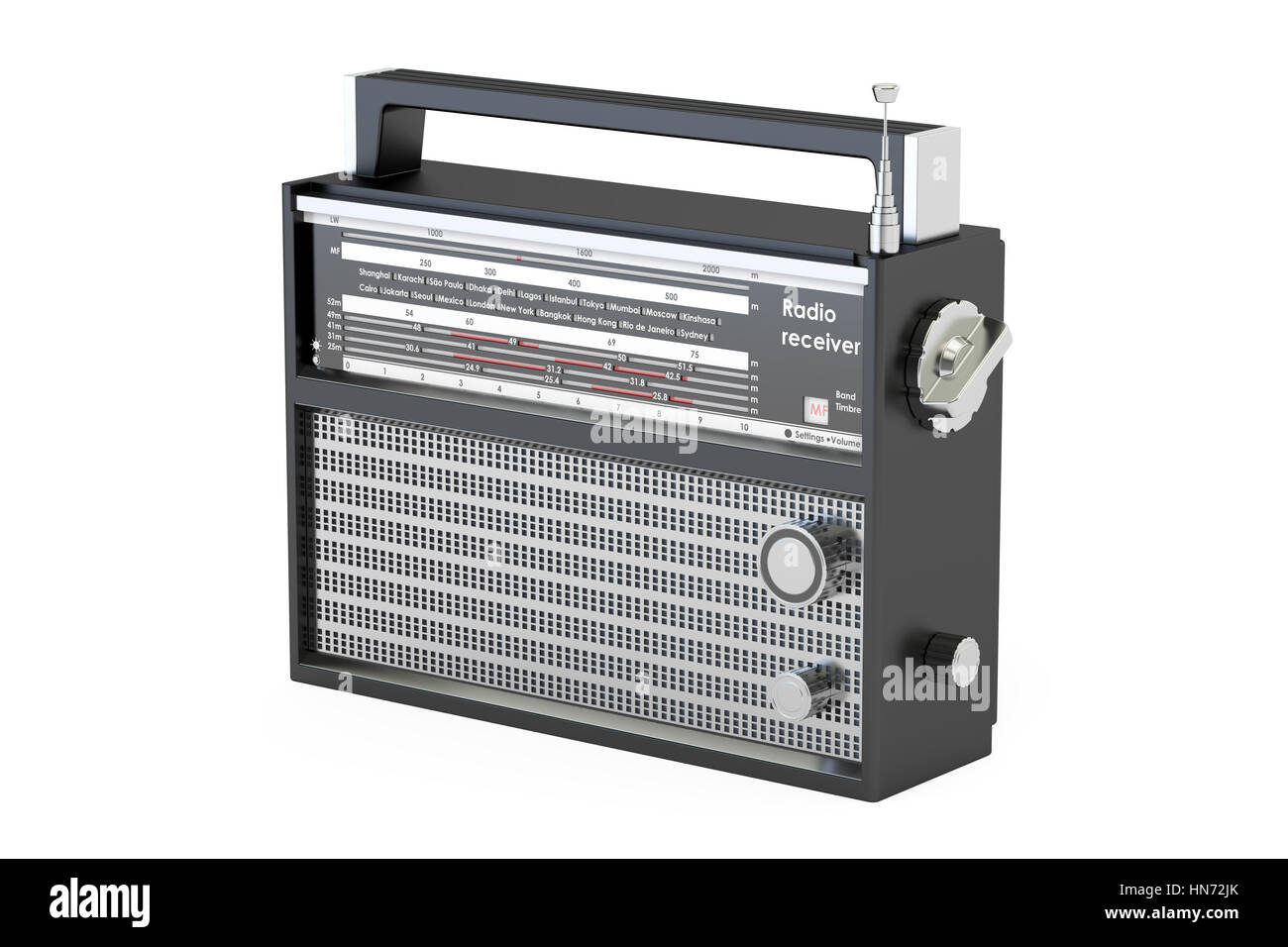 Radio Empfänger Closeup, 3D-Rendering isolierten auf weißen Hintergrund Stockfoto