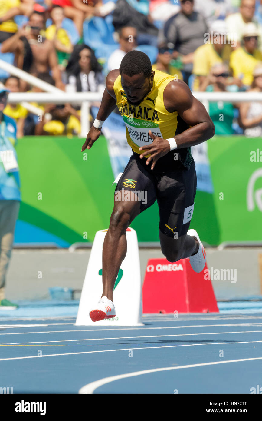 Rio De Janeiro, Brasilien. 16. August 2016.  Leichtathletik, Nickel Ashmeade (JAM) im Wettbewerb der Herren 200m Vorlauf bei den Olympischen Sommerspielen 2016. © Paul J Stockfoto