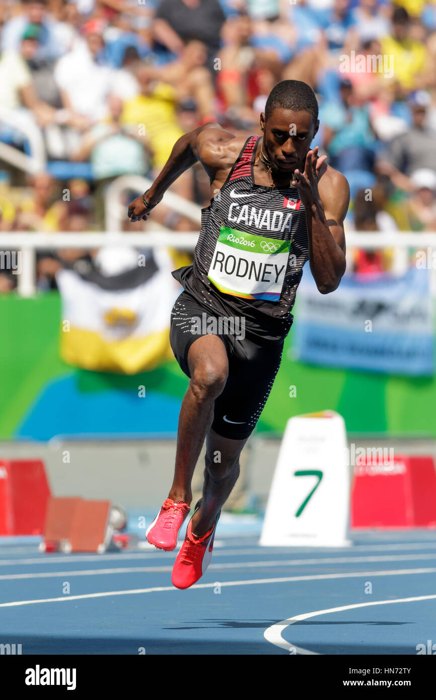 Rio De Janeiro, Brasilien. 16. August 2016.  Leichtathletik, Brendon Rodney (CAN) im Wettbewerb der Herren 200m Vorlauf bei den Olympischen Sommerspielen 2016. © Paul J. Stockfoto