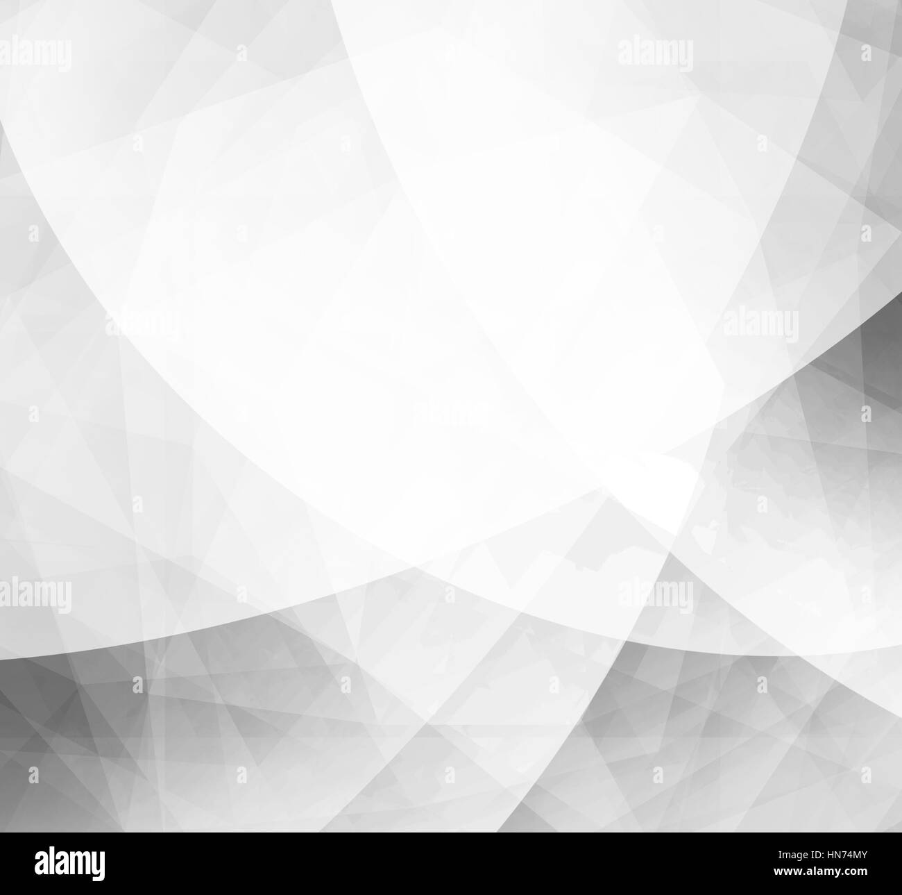 weißen abstrakten Hintergrund-Design mit transparenten Schichten des gebogenen Dreieck und Kreis Formen in geschichteten Muster Stockfoto