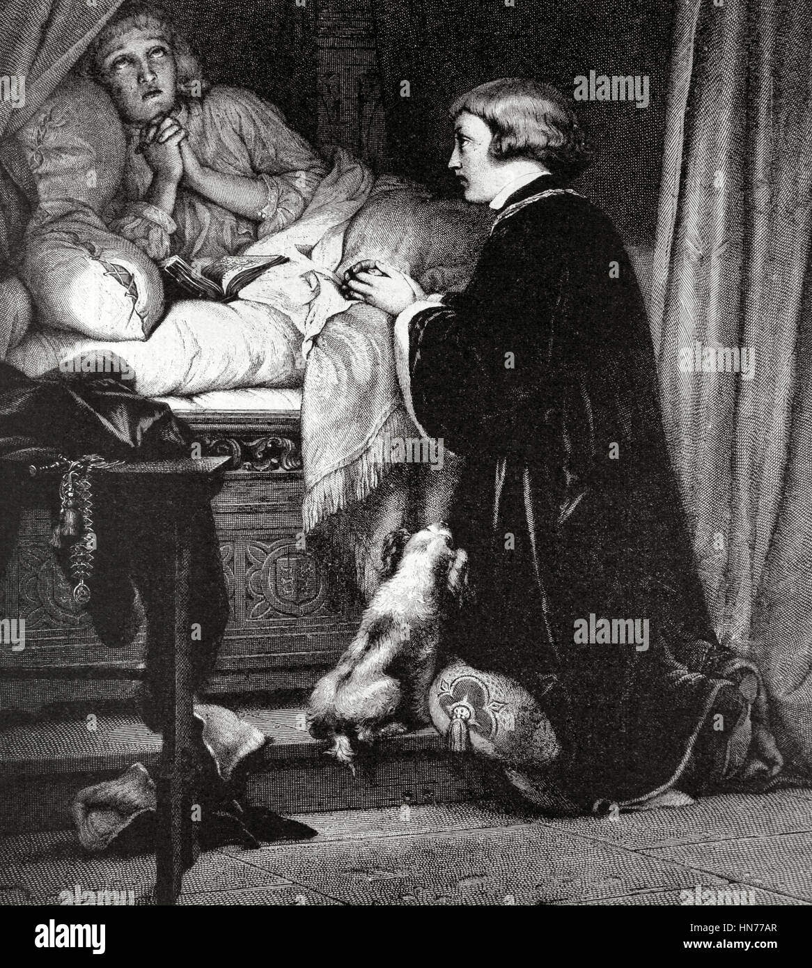 Edward V (1470-ca.1483) und sein Bruder Richard of Shrewsbury, Duke of York (1473-ca.1483) Gefangenen auf den Tower of London. Kupferstich nach einem Gemälde von Paul Delaroche (1797-1856) in der Abbildung, 1884. Stockfoto