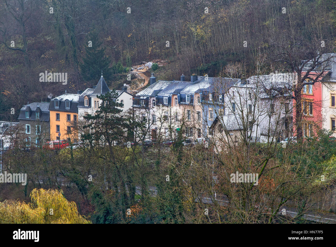 Historische Häuser von La Petrusse Luxemburg Stockfoto