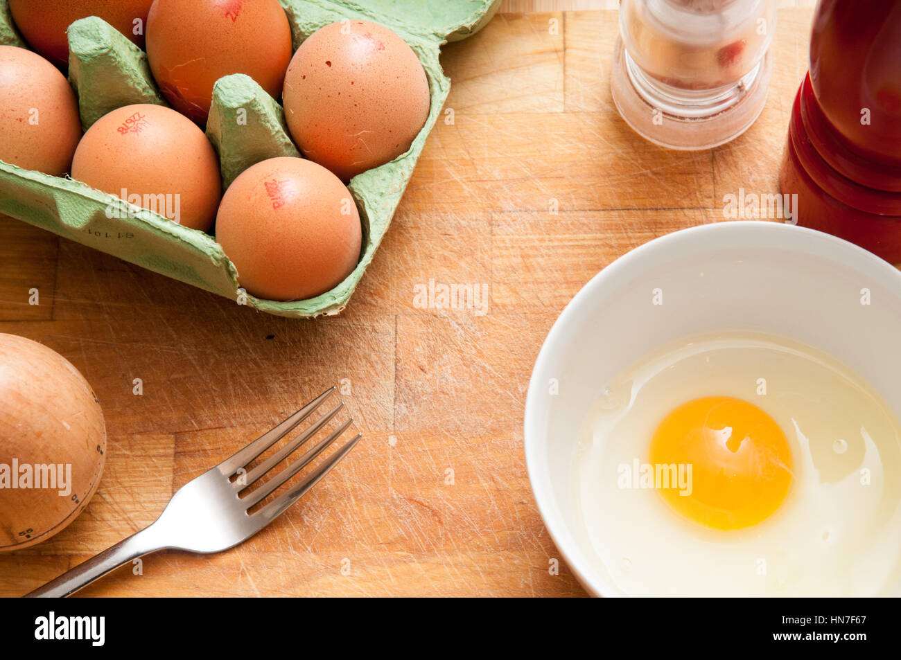 Lebensmittelzutaten zum Kochen oder Backen eines Kuchens Stockfoto