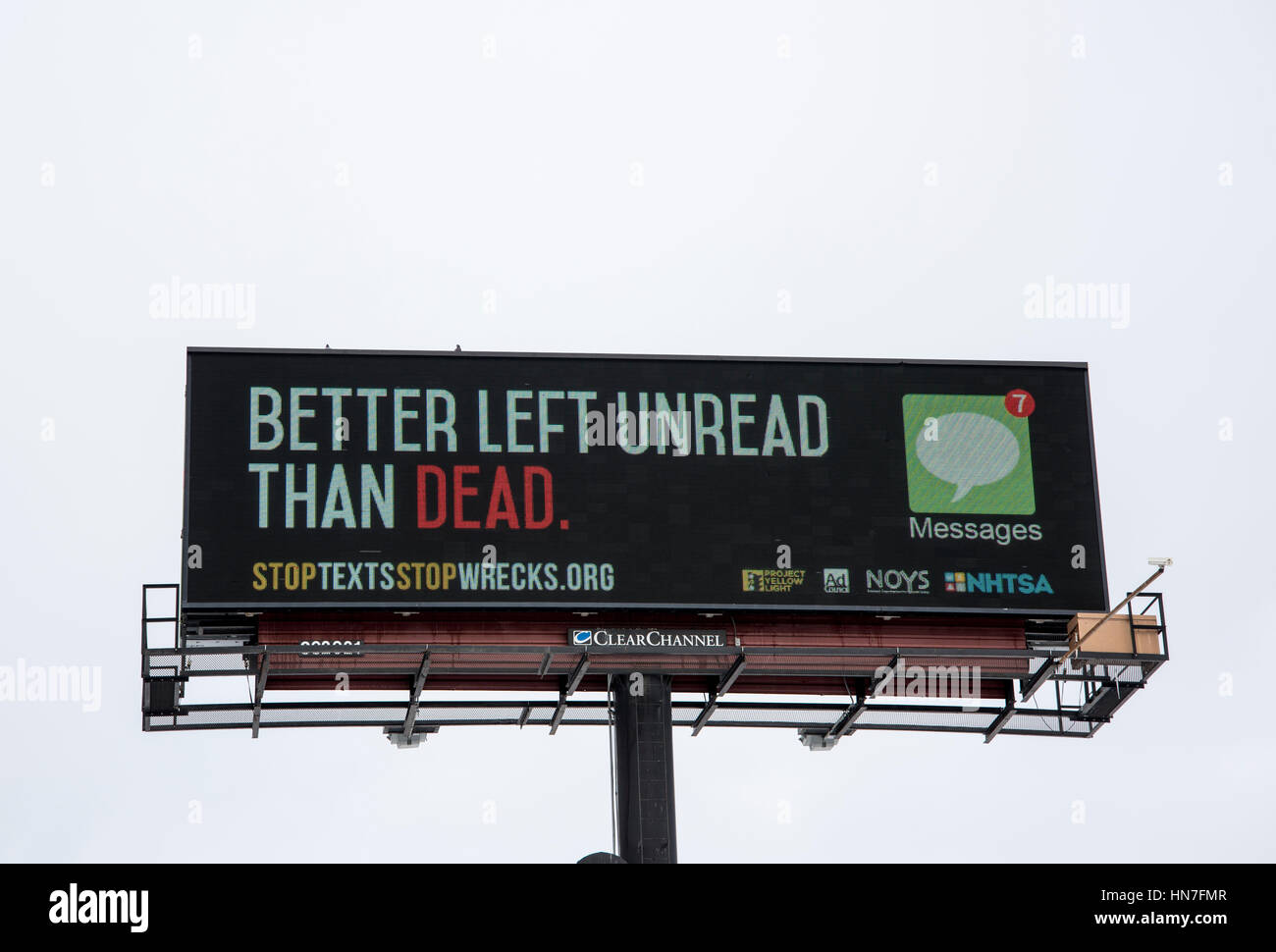 St. Paul, Minnesota.   Anti-Texting Plakatwand. Stockfoto