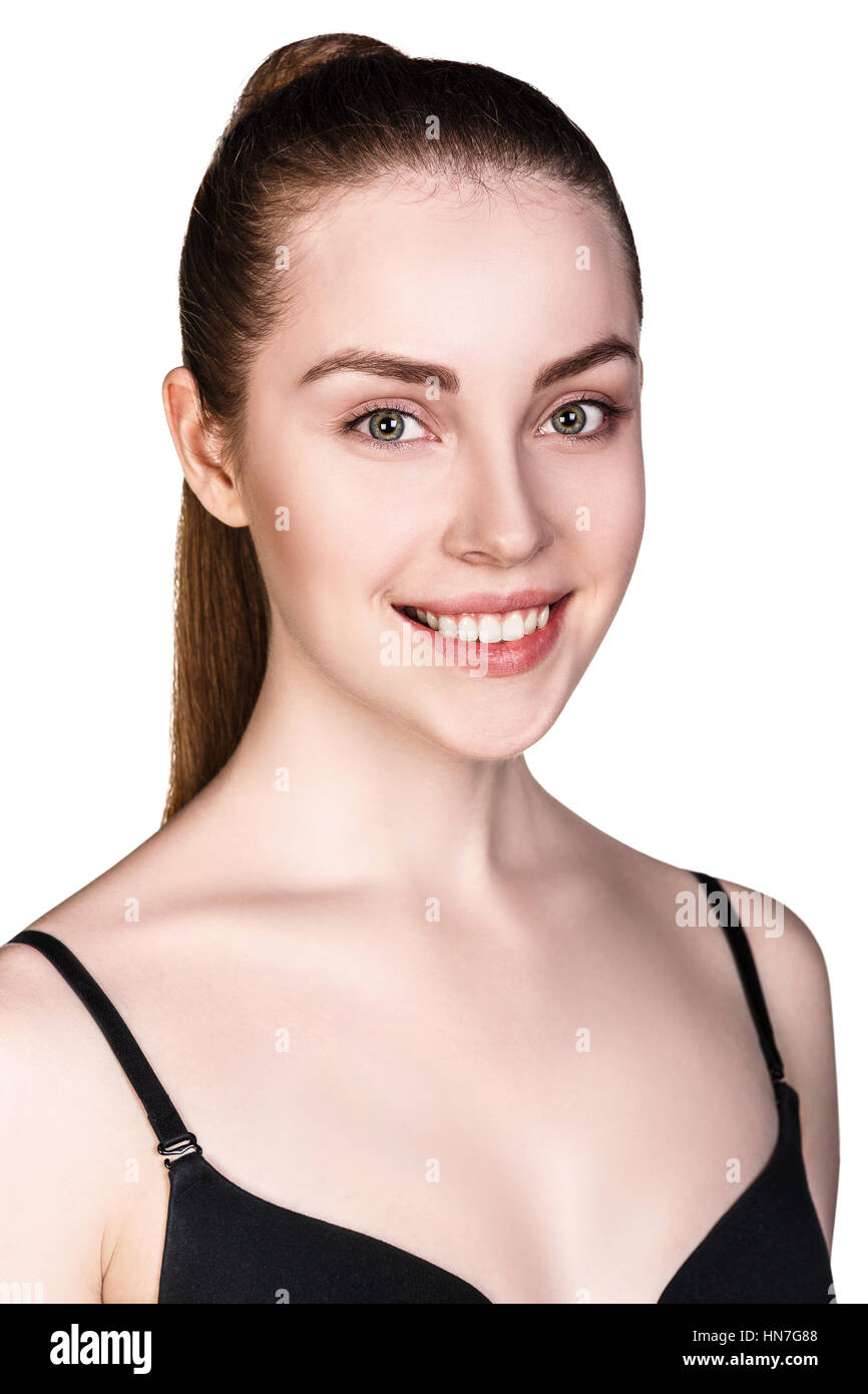 Junge Frau mit frischen täglichen Make-up. Stockfoto