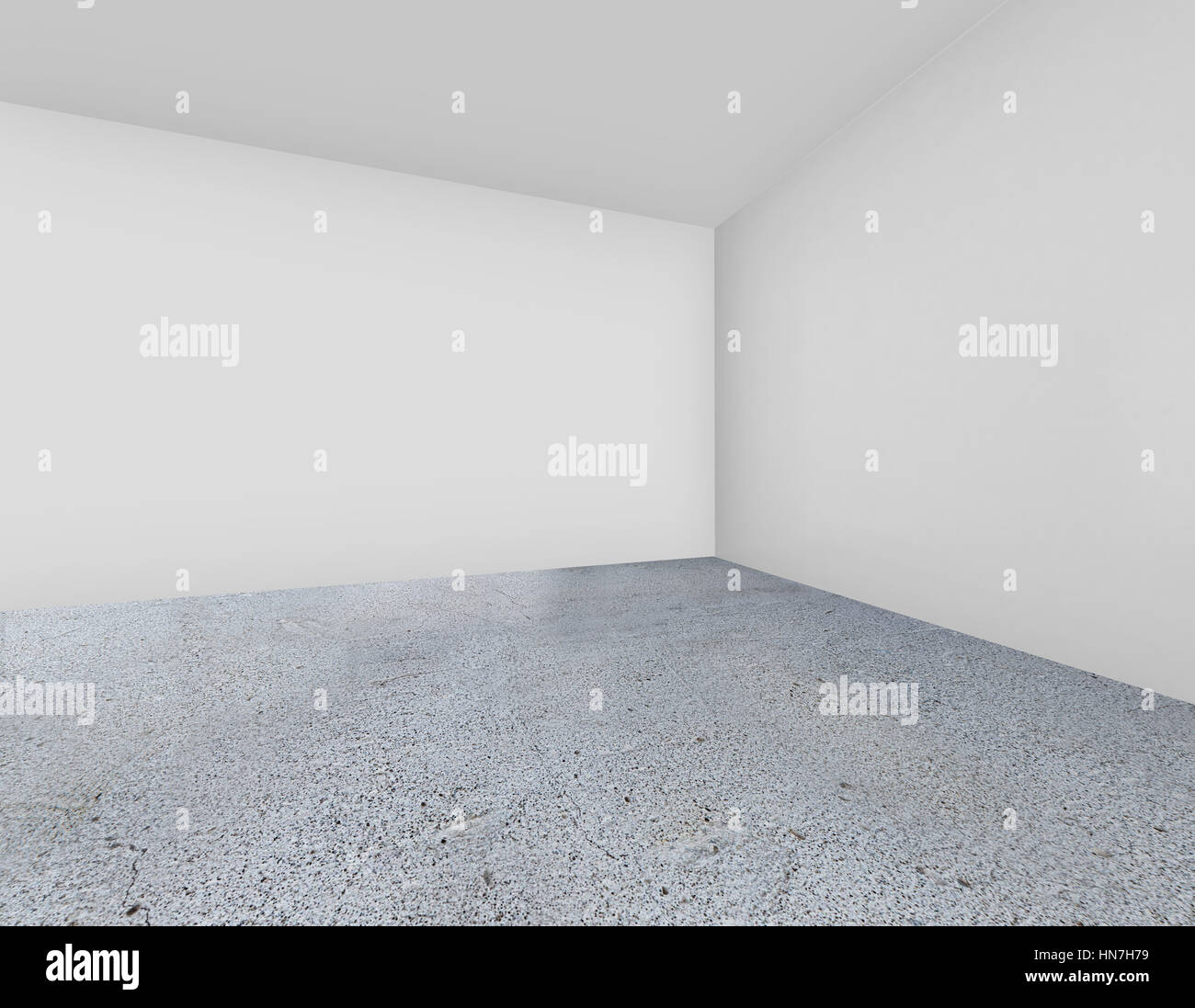 weiße Wand mit Betonboden. 3D-Rendering Stockfoto